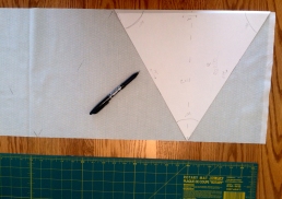 made a triangle template… now I'd cut them a different way, but it worked for us